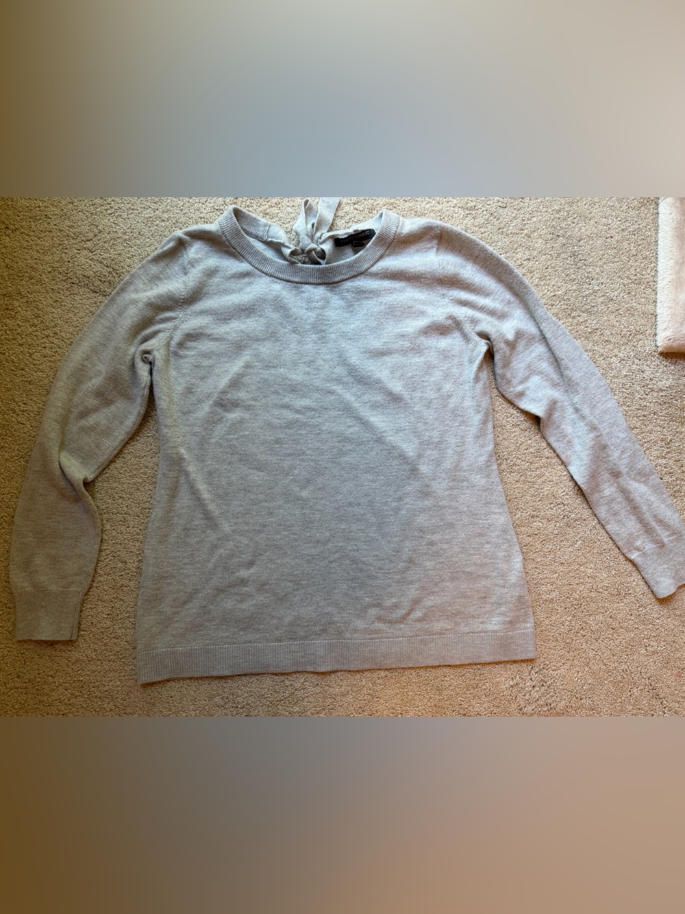 Banana Republic Light Gray Crewneck Sweater with Neck Tie